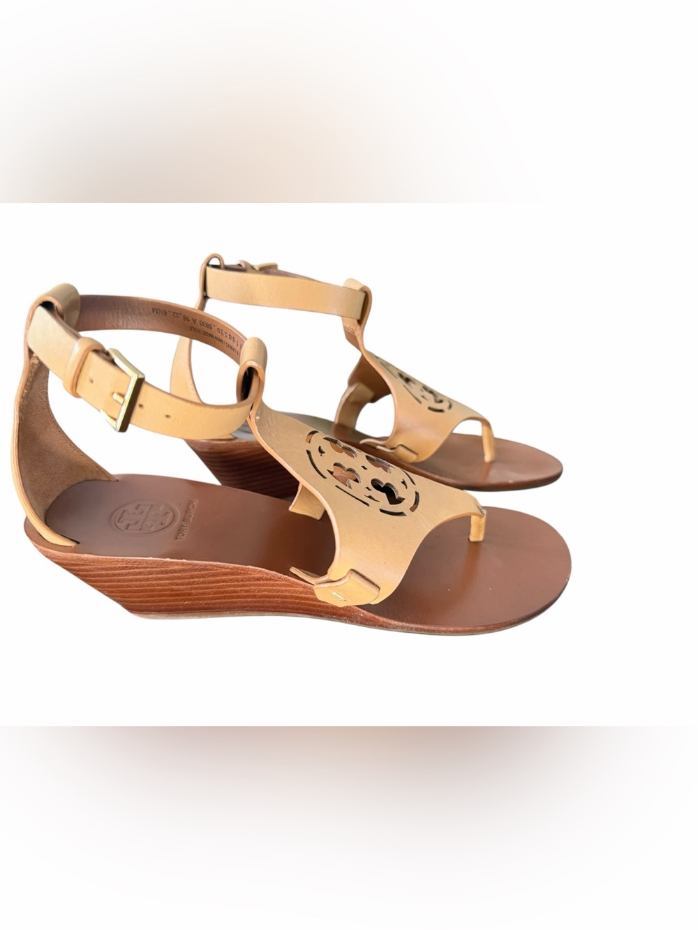 Tory Burch Leather Wedge Sandals - Picture 3 of 7